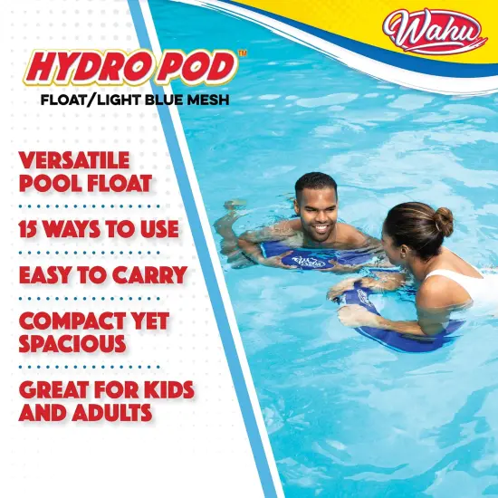 Wahu Hydro Pod Versatile Pool Float with Carrying Bag, 21" Round Portable Pool Float for Adults and Kids Ages 8+, Light Blue/Blue {4}