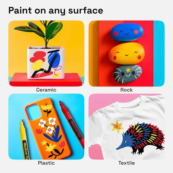 5 Oil-Based Permanent Paint Markers - Assorted Sets of Fine and Medium Tip Markers for Tire, Wood, Rock, Fabric, Glass, Ceramic, Metal, Plastic, and More - Quick Dry, Waterproof, Permanent {2}