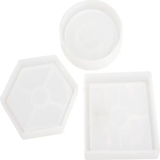 American Crafts Color Pour Resin Mold 3/Pkg-Coaster - Circle, Square & Hexagon {3}