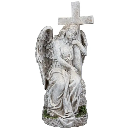 Northlight Angel With Cross Memorial Statue - 13" Ivory {3}