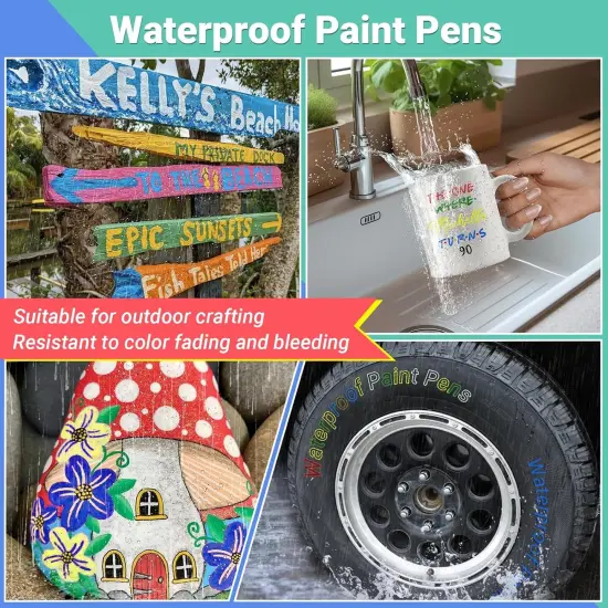 Oil Based Paint Markers, 8 Colors Dual Tip Permanent Paint Pens Paint Markers(0.7mm & 3mm), Waterproof Paint Pen for Rock Painting, Metal Wood Glass Stone Canvas Mugs Fabric Plastic {5}