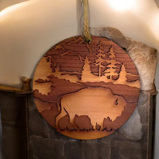 Free Range American Bison - Cedar Ornament {3}