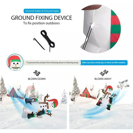 6ft Christmas Inflatable Snowman & Penguins Lighted Christmas Blowup Yard Dec {2}