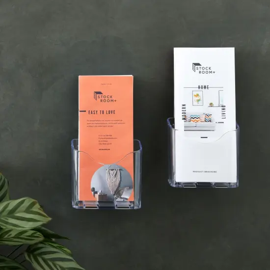 6 Pack Clear Brochure Holder Wall Mount - Pamphlet Display Stand, Mounted Flyer Rack for Menu, Cards, Restaurants, Small Business, Classroom (4x8x3 In) {2}