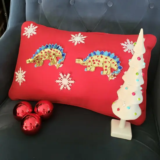 4 1/4" x 4 1/4" Brontosaurus Dinosaur Sequin Applique/Patch {4}