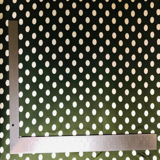 1 Yard DTY Double Sided Brushed Knit Big Polka Dot Print Fabric For Dresses Tops Leggings 58/60" Wide Black/Ivory {4}