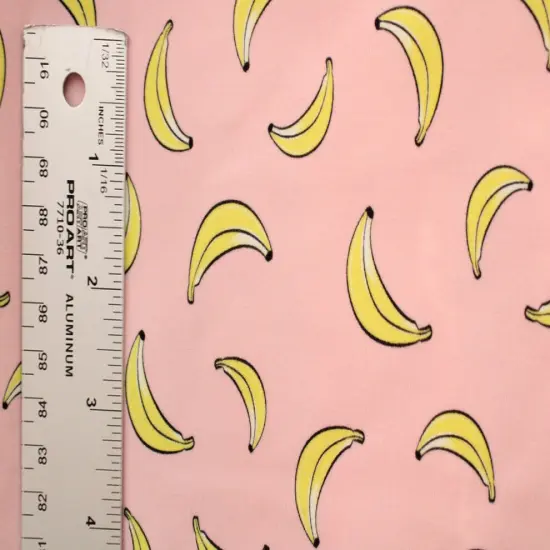 1 Yard Tropical Fruits Print Spandex Fabric Swimwear Activewear Dancewear 58/60 Inches Wide Bananas {5}