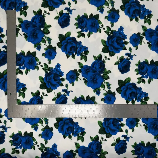 1 Yard Liverpool knit floral print fabric with stretch for dresses skirts tops and blouses 60 inches Off White/Dk. Coral {5}