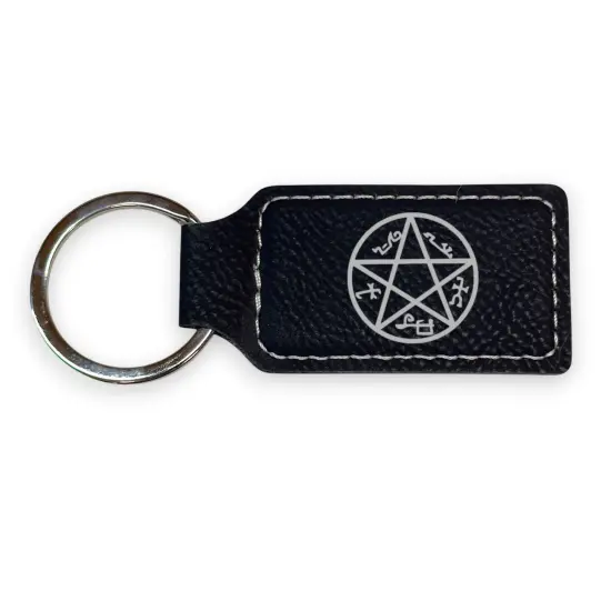 Keychain - Rectangle - Demon Trap - Leather Pink/Black {3}