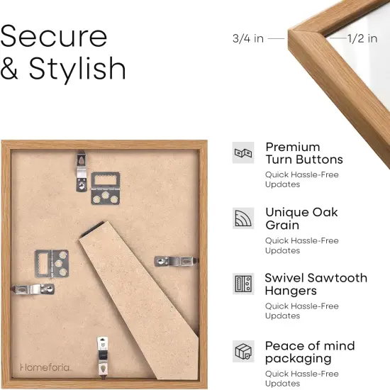 8x12 Picture Frames Wood, High-End Wooden 8x12 Oak Frames for Wall and Tabletop, 8x12 Poster Frames Natural Wood, 8 x 12 Photo Frames with Mat 6x8, Tempered Glass, Wall Kit, Set of 1 {3}