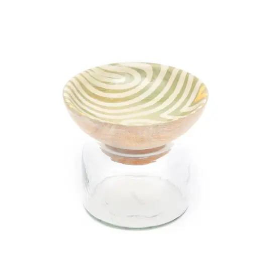 Glass Nut Jar with Wooden Bowl-Shaped Lid &ndash; Stylish Storage for Nuts and Snacks-350 ML {2}