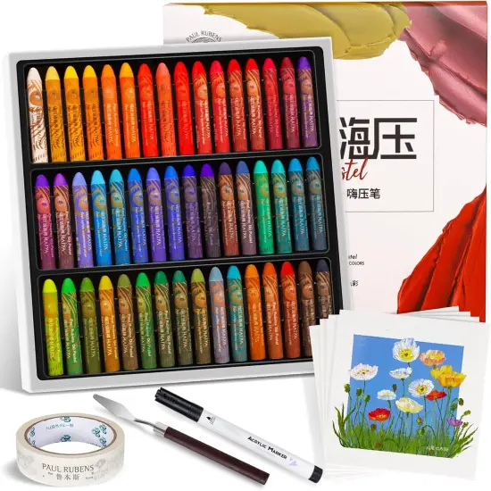 Artist Oil Pastels 48 Colors Set - Soft and Smooth Pastel are Easy-to-Mix, Professional Oil Pastel set Drawing Kit Art Supplies for both Kids and Adults Paint {1}
