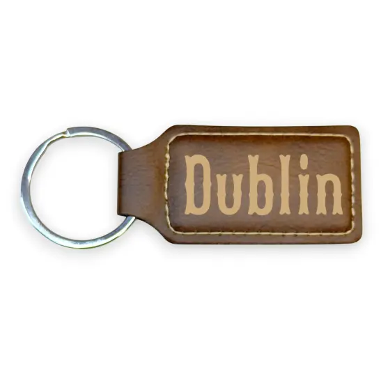 Keychain - Rectangle - Dublin - Leather Rawhide/Black {4}