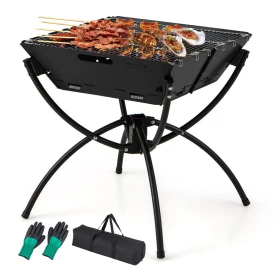 3-in-1 Stainless Steel Campfire Grill with Carry Bag Silver {7}
