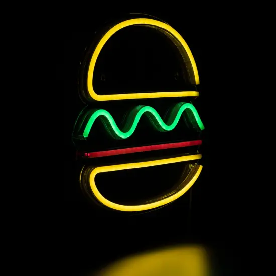 Northlight LED Hamburger Neon Lighted Wall Art - 11.75" Yellow {5}