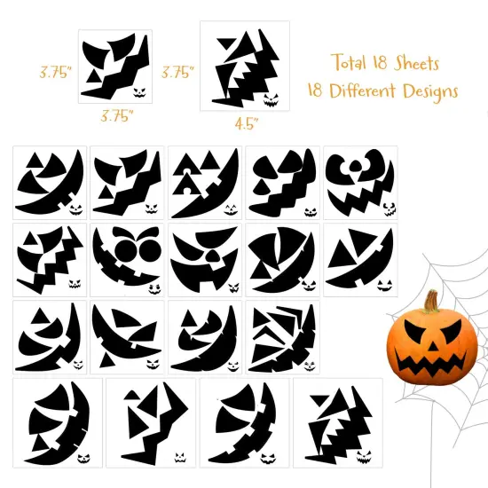 Wrapables Halloween Classic Pumpkin Face Stickers, DIY Halloween Pumpkin Decorating Stickers for Party Supplies, Favors, Trick or Treat (18 Sheets) {2}
