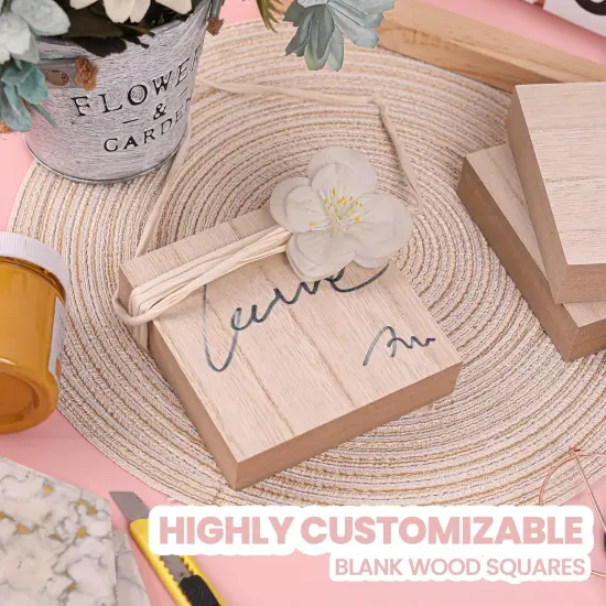 (12-Pack) - 4&rdquo; x 4&rdquo; Wooden Blocks for Crafts - 1-Inch Thick Square MDF Block {5}