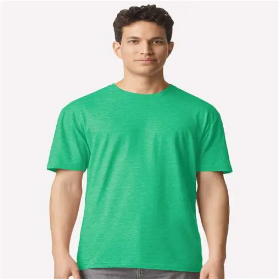 Gildan&reg; Soft Adult Comfortable Crewneck Short Sleeve T Shirt Heather Irish Green {1}