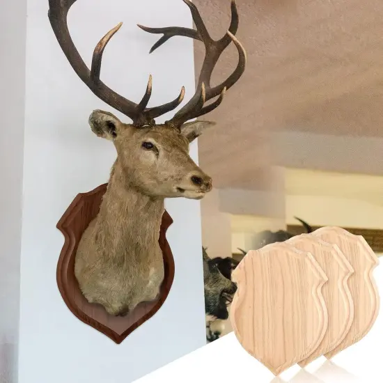 3 Pieces Unfinished Wooden Shield Plaque {2}