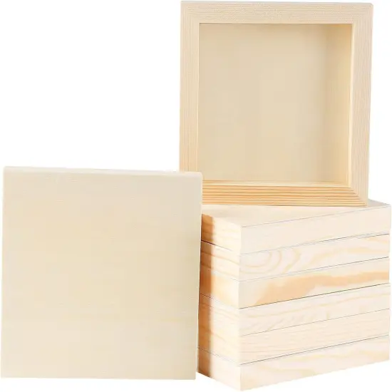 8 Pack Wood Panels 6 x 6 Inch Unfinished Wood Canvas {1}