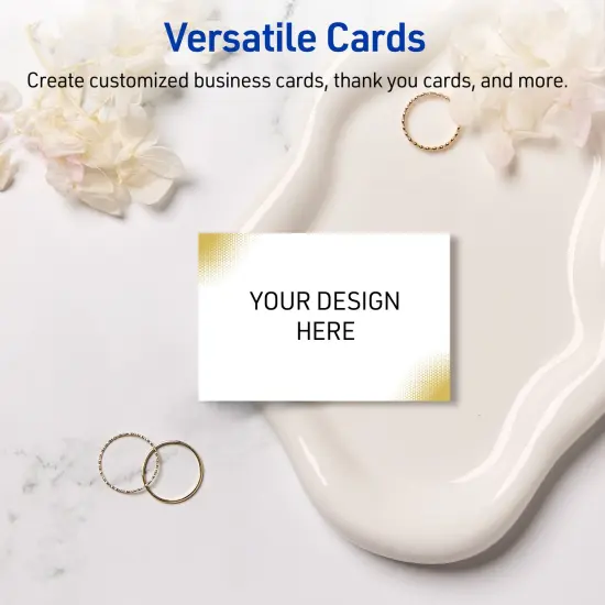Avery Printable Rectangle Business Cards with Sure Feed Technology, Pre-Printed Gold Blush Pattern, Matte White, 2" x 3.5", Laser & Inkjet Compatible, 80 Total {6}