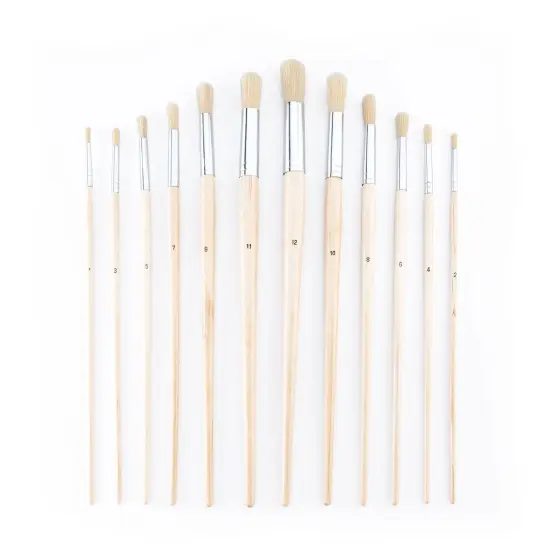 RSET-9602 | 12pc Stiff White Bristle Round Brush Set {2}