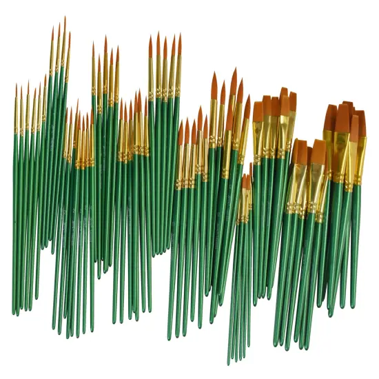 Sax Optimum Golden Synthetic Taklon Paint Brushes, Assorted Sizes, Set of 72 {3}