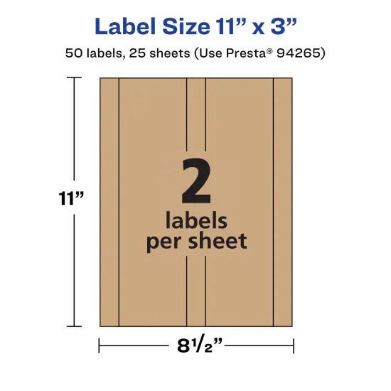 Avery Kraft Brown Rectangle Labels, 11" x 3" {5}