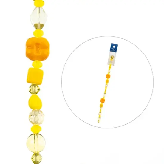 John Bead 7" Assorted Shape Czech Glass Bead Strand Yellow Lemon Tart {2}
