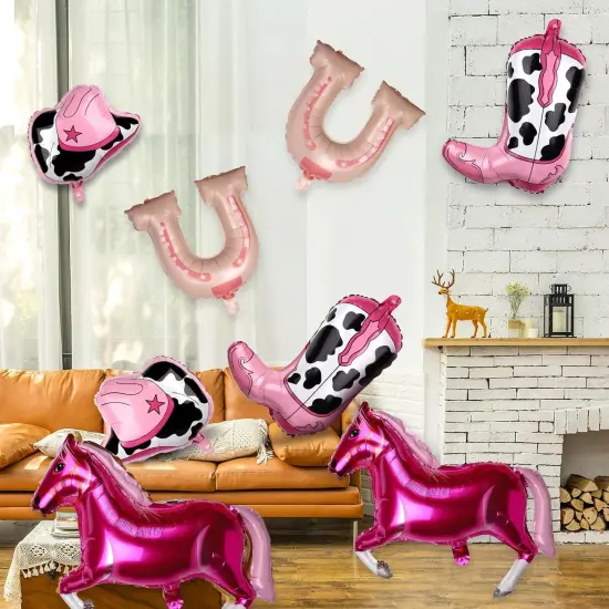 Pink Cowgirl Hat Boot Horse Latex Balloons(pink) {6}