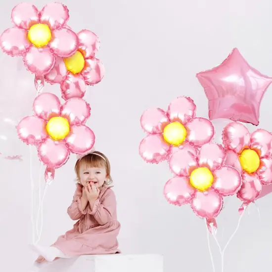 12 Pcs Light Pink Flower Balloon Huge Aluminum Foil(pink) {5}