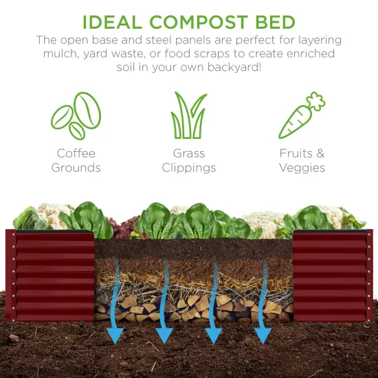 Best Choice Products 8x4x2ft Outdoor Metal Raised Garden Bed, Planter Box for Vegetables, Flowers, Herbs Royal Red {4}