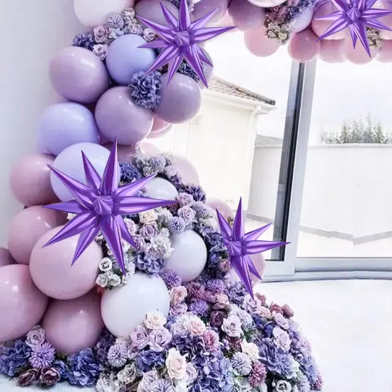 12 Point cone Explosion Star Foil Balloons(purple) {6}