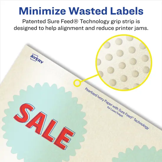 Avery Pearlized Ivory Starburst Labels with Sure Feed Technology, Print-to-the-Edge, 3" {4}