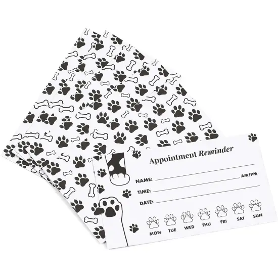 Paw Print Appointment Reminder Cards, Vet Office Supplies (3.5 x 2 In, 200 Pack) Pink {6}