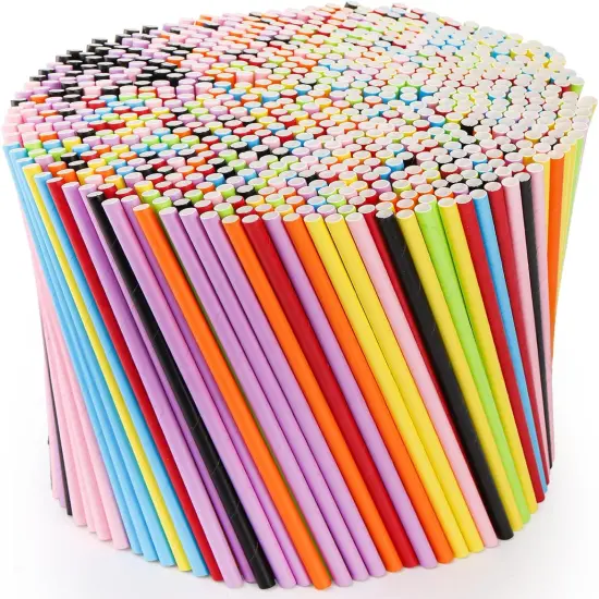 800 PCS Paper Drinking Straws, Disposable Paper Straws for Mixed Drinks, Party Supplies, Restaurant, Food Service, Birthday, Wedding, Baby Shower, Christmas, Holiday, Gift, Assorted Colors {1}