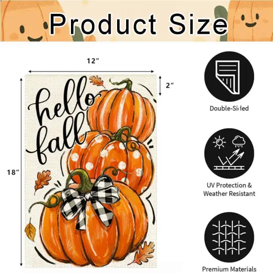 Hello Fall Garden Flag 12x18 Inch(Orange) {2}