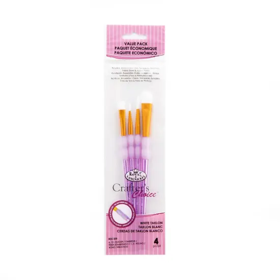 RCC 223 | Crafter's Choice&trade; 4pc White Taklon Shader/Round Brush Set {1}
