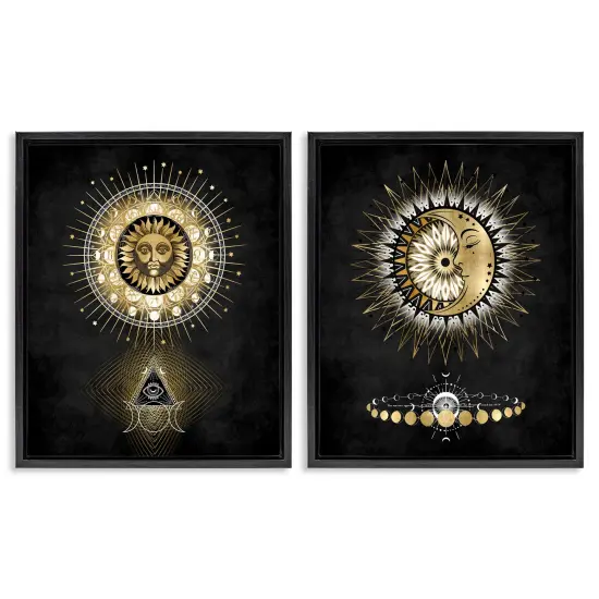 Stupell Industries Astral Eye & Moon Phases 2pc Floater Framed Canvas Wall Art Set Design by Oliver Jeffries {1}