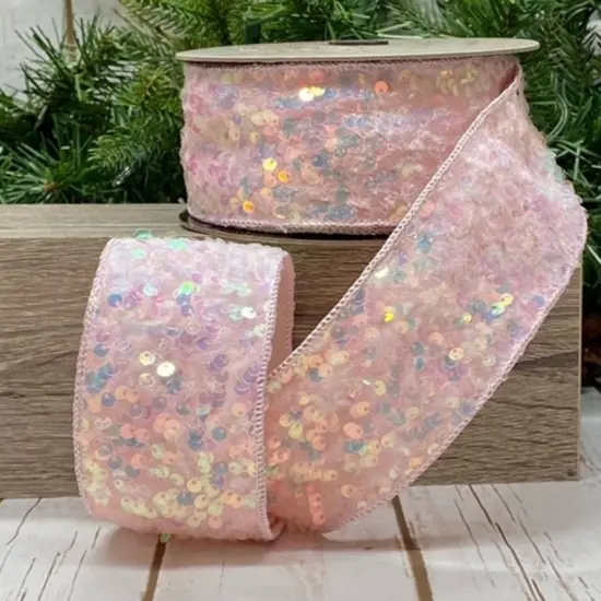 2.5" Sequin Sugar Plum Ribbon: Iridescent Pink (10 Yards) {2}