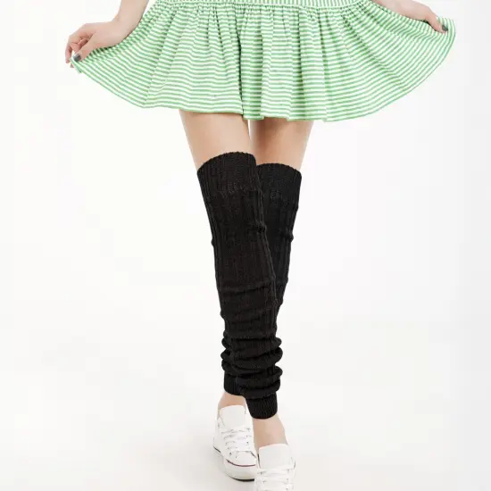 Wrapables Over The Knee Long Wool Blend Leg Warmers, Black {4}