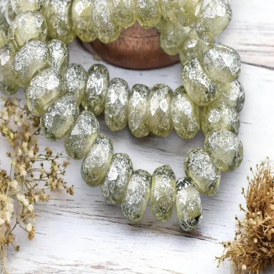 *25* 5x8mm Smoky Gray Mercury Faceted Large Hole Rondelle Roller Beads {1}