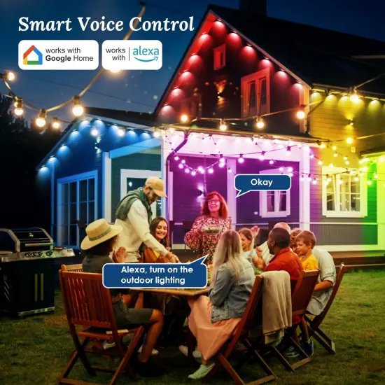 101FT Length Permanent Outdoor Lights With 72Pcs RGB Beads IP67 Waterproof Smart Eave Light For Halloween Christmas Daily House Lighting Works with Alexa Google Assistant {6}