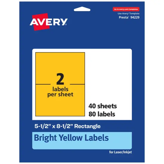 Avery Bright Yellow Paper Labels, 5.5" x 8.5" Rectangle {1}