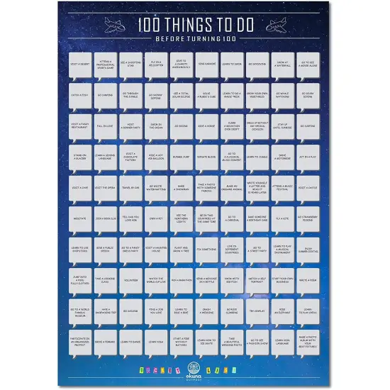 Scratch off Poster, 100 Things To Do Before Turning 100 Bucket List (16.5 x 23.5 In) {5}