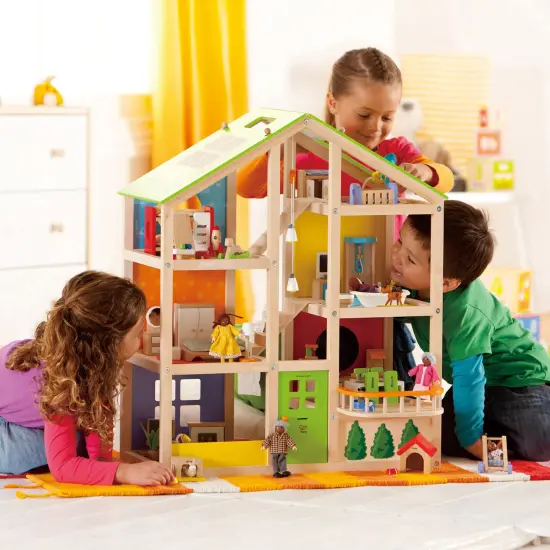 Hape All Seasons Wooden Furnished Dollhouse Playset {6}
