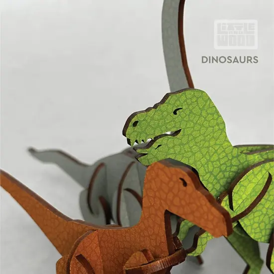 Little & Wood: Woodlet: Medium - Tyrannosaurus Rex - Green, 3D Wooden Kit-Set, Jurassic Dinosaur Puzzle, Easy Assembly T-Rex, Pop Build Fun, Ages 6+ {6}
