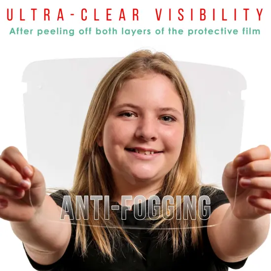 200 Kids Face Shields with Glasses Frames (20 Packs of 10) - 5 Colors, 40 Each - Protective Children's Full Face Shields - Anti-Fog PET Plastic {4}