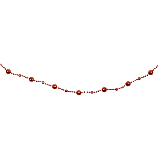 Northlight Shiny Mirrored Disco Ball Beaded Christmas Garland - 15' x .5" - Crimson Red {7}