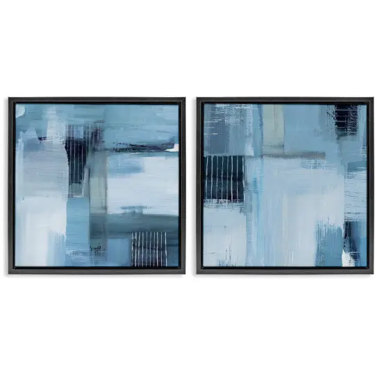 Stupell Industries Blue Abstract Linear Details 2pc Floater Framed Canvas Wall Art Set Design by Susan Jill {7}